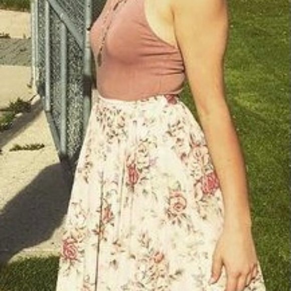 Vintage Baby Pink Floral Maxi Skirt - Picture 3 of 3